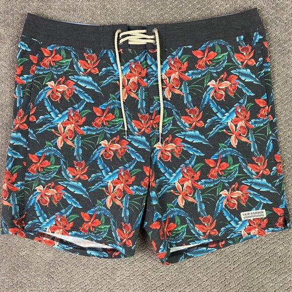 Fair Harbor The Nautilus Board Shorts Men's 38 Floral Tropical Swim Trunks - Picture 1 of 13
